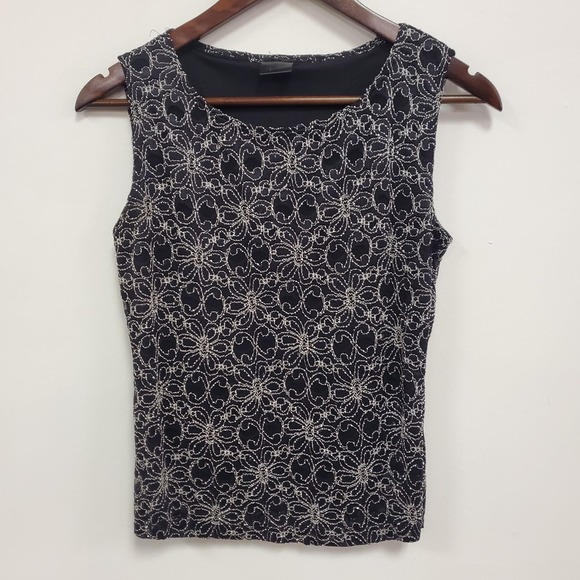 Unbranded Tops - Unbranded Womens Glitter‎ Lace Fairy Grunge Whimsigoth Tank Size S Black Y2K